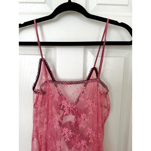Fleur Du Mal Untie Me Floral Lace Nightie Slip Lingerie Cami w/Satin Ribbon Bows - Picture 8 of 11